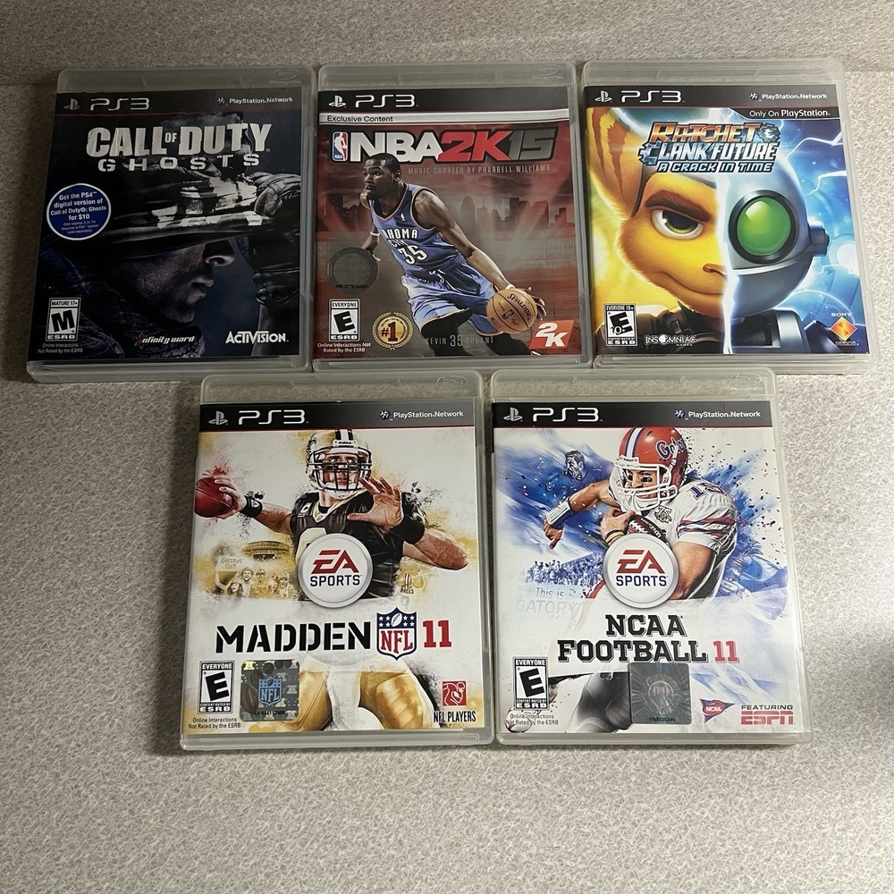 Lot Of 5 PlayStation PS3 Call‎ Of Duty Ghosts, Sports , Ratchet & Clank